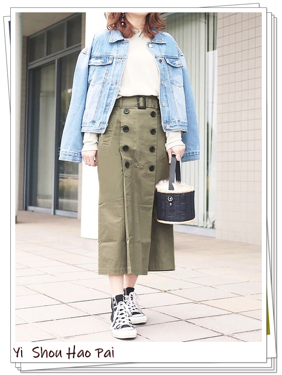 中长款风衣半裙,搭风衣的长半裙