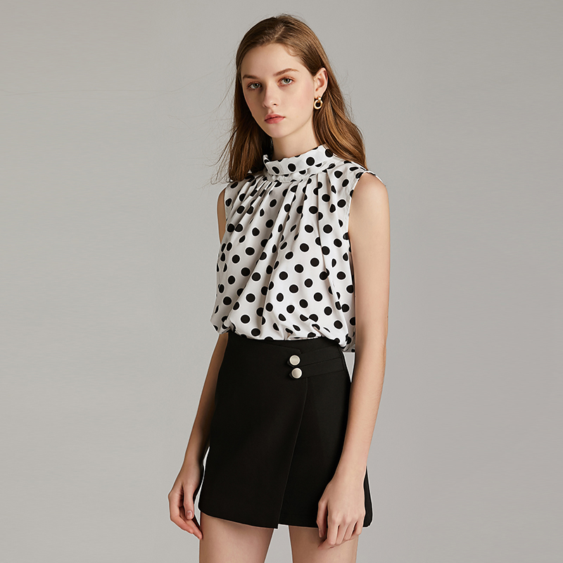 波点雪纺衫夏季高级感,雪纺波点有领子衫