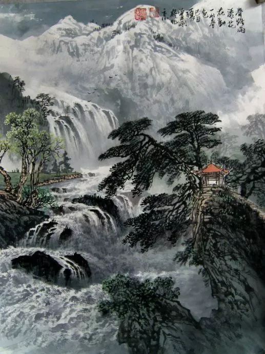 曾刚彩墨山水画公益讲座视频,曾刚彩墨山水画巨幅创作视频