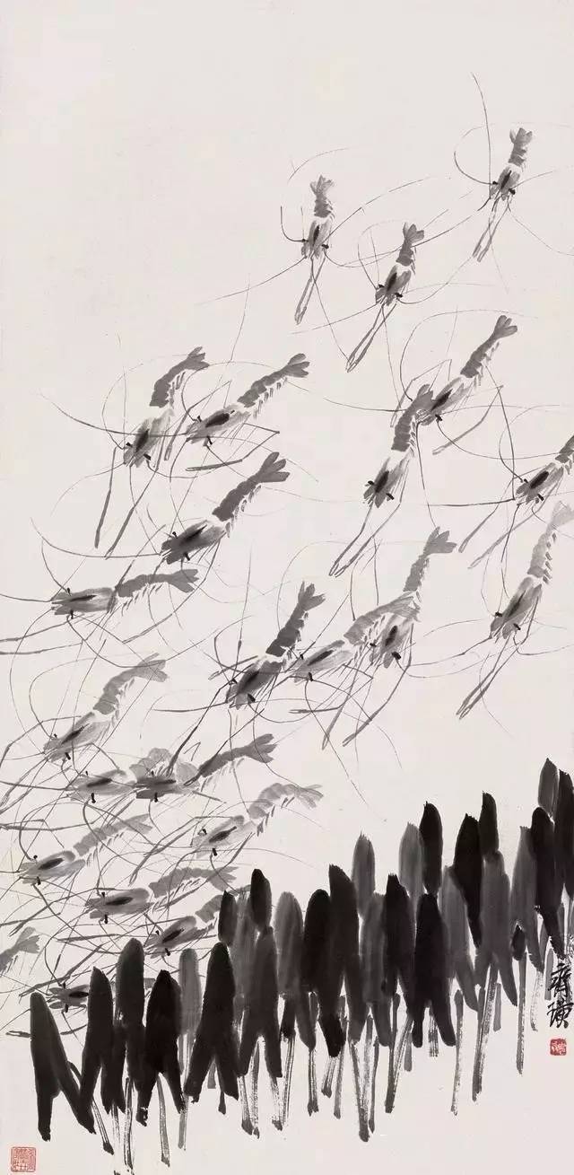 齐白石画虾换真虾,齐白石画虾的6只虾