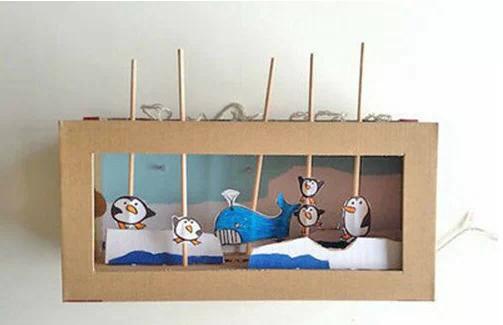 3-6岁儿童益智手工玩具鞋盒,幼儿园鞋盒里的动物世界手工作品