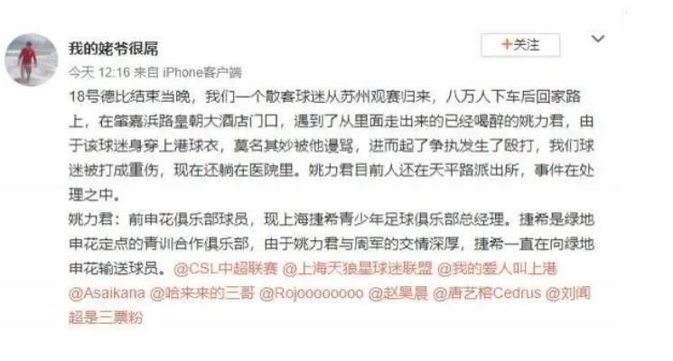 原申花球员姚力君酒后打人被刑拘,原申花球员姚力君介绍