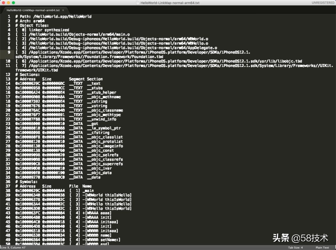 58同城iOS客户端组件体积分析与统计实践