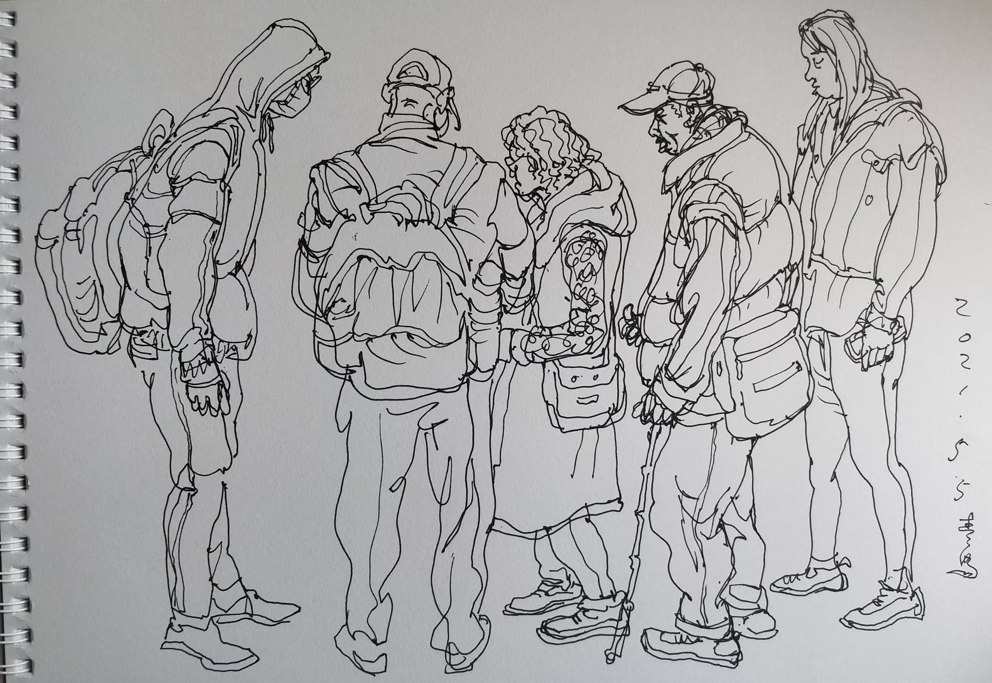 吴建科人物画欣赏,画兵人速写