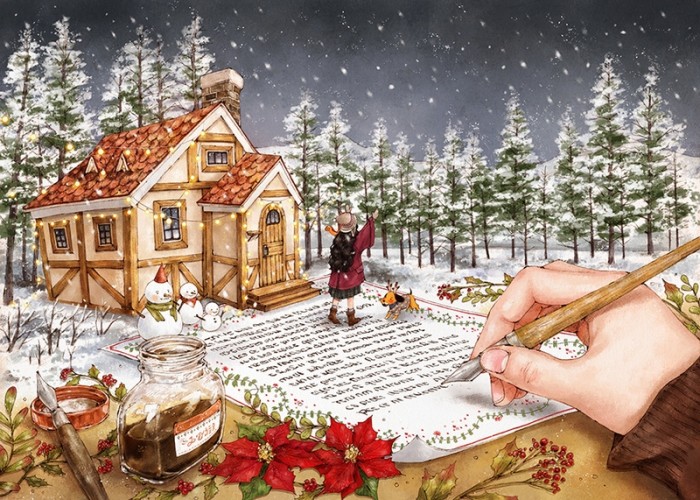 韩国插画师森林女孩日记图文,水彩插画森林女孩日记