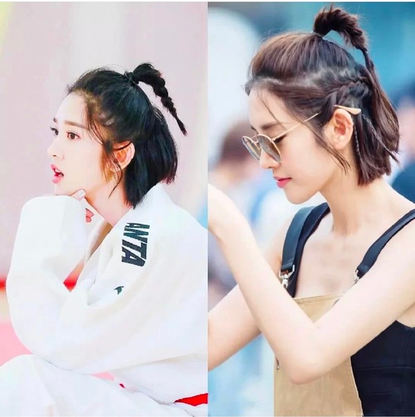 少年感侧边麻花辫短发编发,短发麻花辫清爽的编发教程