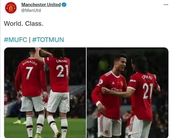 c罗卡瓦尼曼联明天会更好,c罗连场帽子戏法曼联3-2绝杀热刺