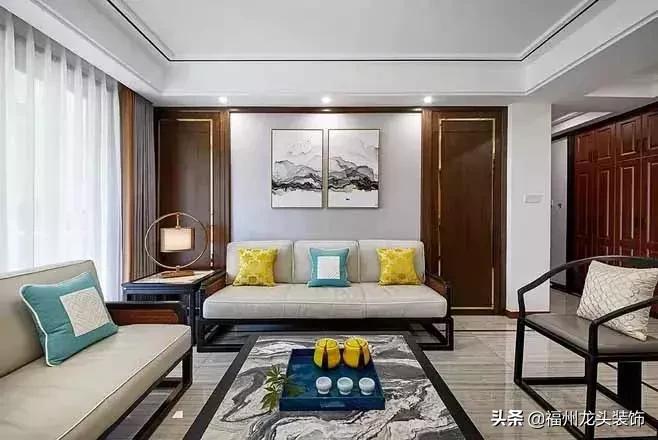 中式客厅大气,红木新中式客厅大气