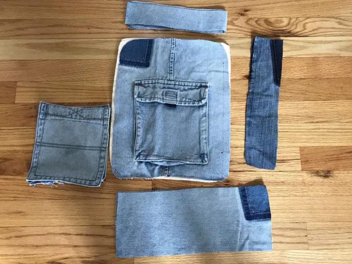 旧牛仔裤的废物利用改造,牛仔裤改双肩背包教程