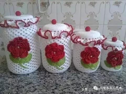 旧瓶子改花瓶套的钩法,旧玻璃瓶编织教程
