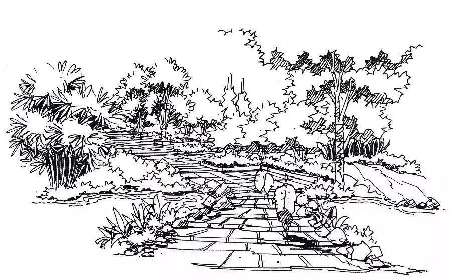 手绘效果图设计详解,干货五幅景观手绘效果图步骤图解