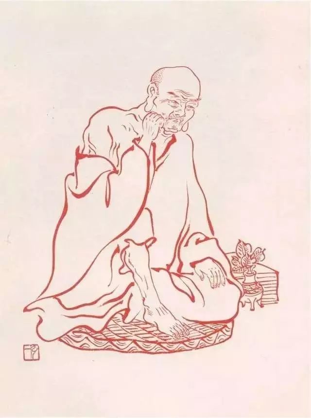 弘一法师的蓝底描金十八罗汉作品,弘一大师100万罗汉图写意