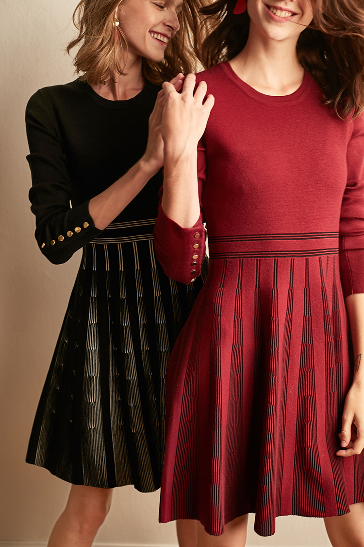 秋冬季温柔风穿搭连衣裙,适合冬季穿的连衣裙简约大方