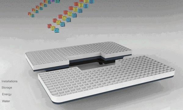 他在海上，建了一栋水上“金字塔”，里面有豪宅，还有飞碟