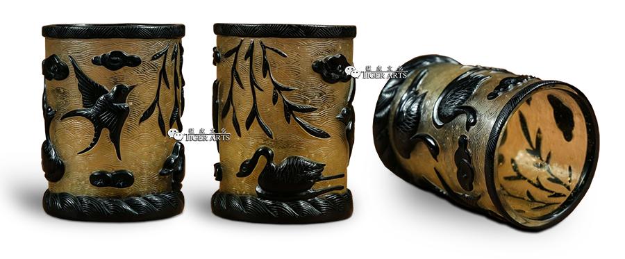 笔筒文艺中式,笔筒竹子论语