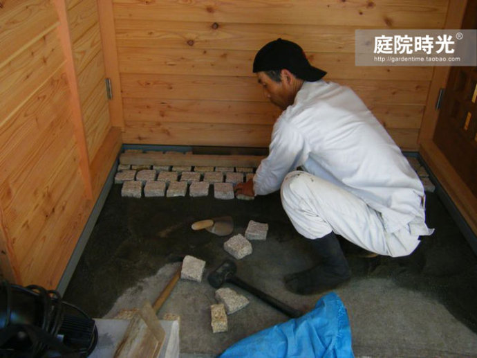 中式庭院古代老石板铺装,庭院铺装样式区域颜色搭配