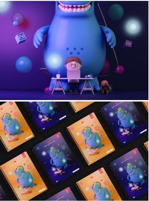 当插画师学会C4D简直太无敌啦！全套C4D角色动画教程+素材免费领