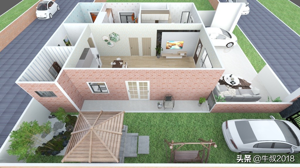 乡村养老别墅带庭院,农村简单养老房小户型设计