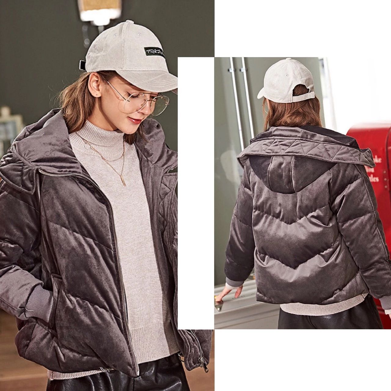 150斤面包服显瘦,面包服加直筒裤