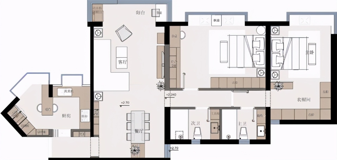 125平做两个房间,125平大厨房装修效果图