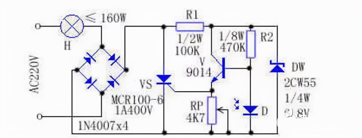 光控路灯电路图,简易光控电路图