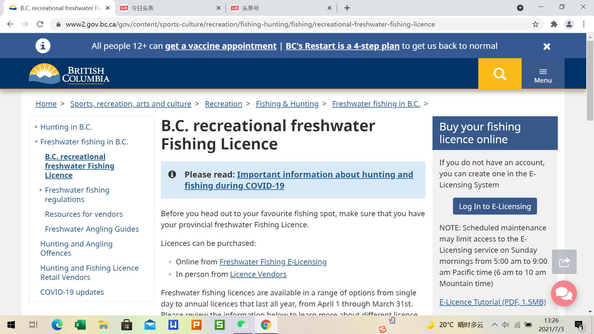 淡水钓鱼证,加拿大钓鱼证