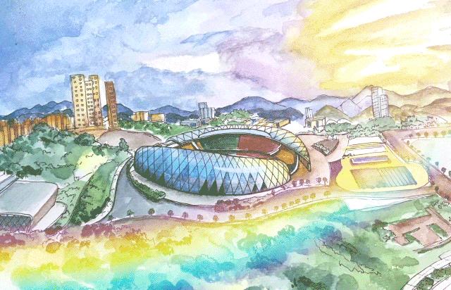 贵阳标志性建筑手绘,贵阳奥林匹克体育中心美图