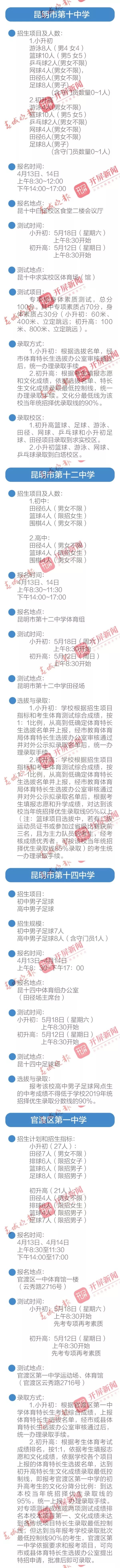 2021年昆明市中学体育特长生报名,昆明市体育特长生招生学校