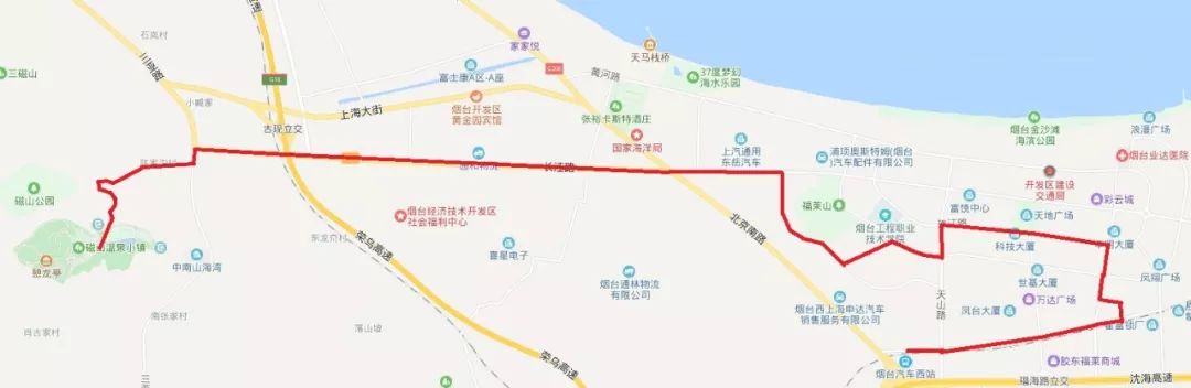 烟台旅游公交车路线图最新,烟台海岸线旅游专线
