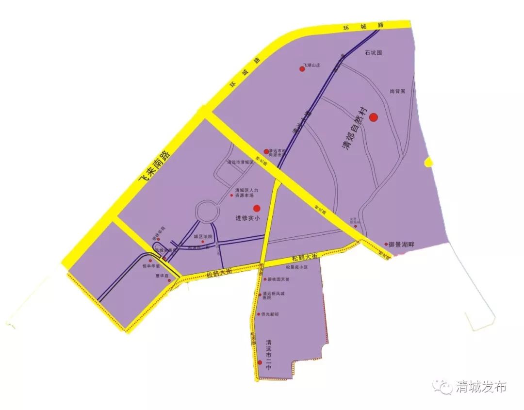 2023年清城区初中学区划分,2024年清城区东城街道学区分布图