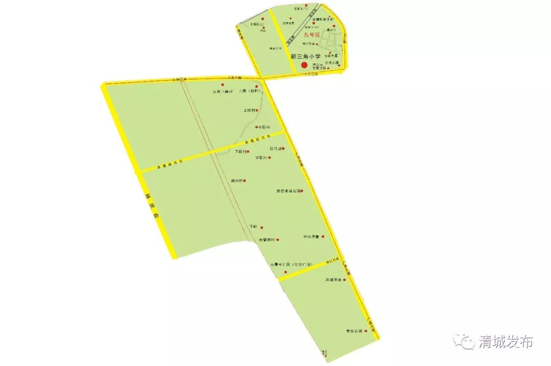 2023年清城区初中学区划分,2024年清城区东城街道学区分布图