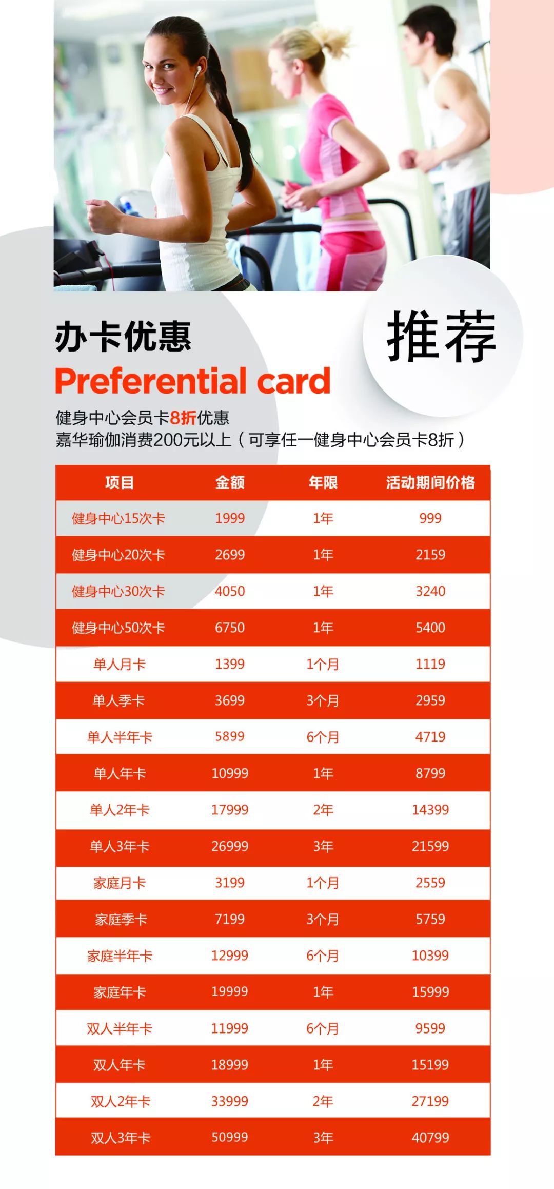 嘉华夏日运动盛惠来袭,全场瑜伽卡6.6折,健身卡8折