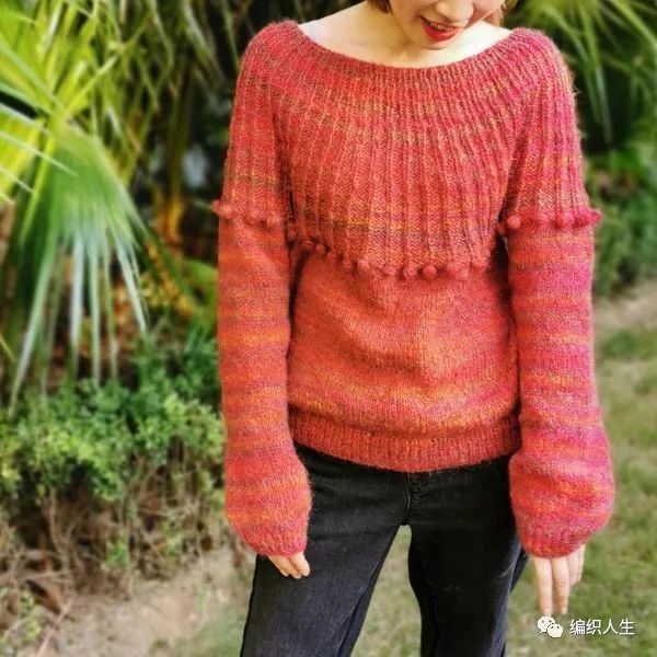 圆肩毛衣的织法女士棒针,棒针编织倾城圆肩毛衣