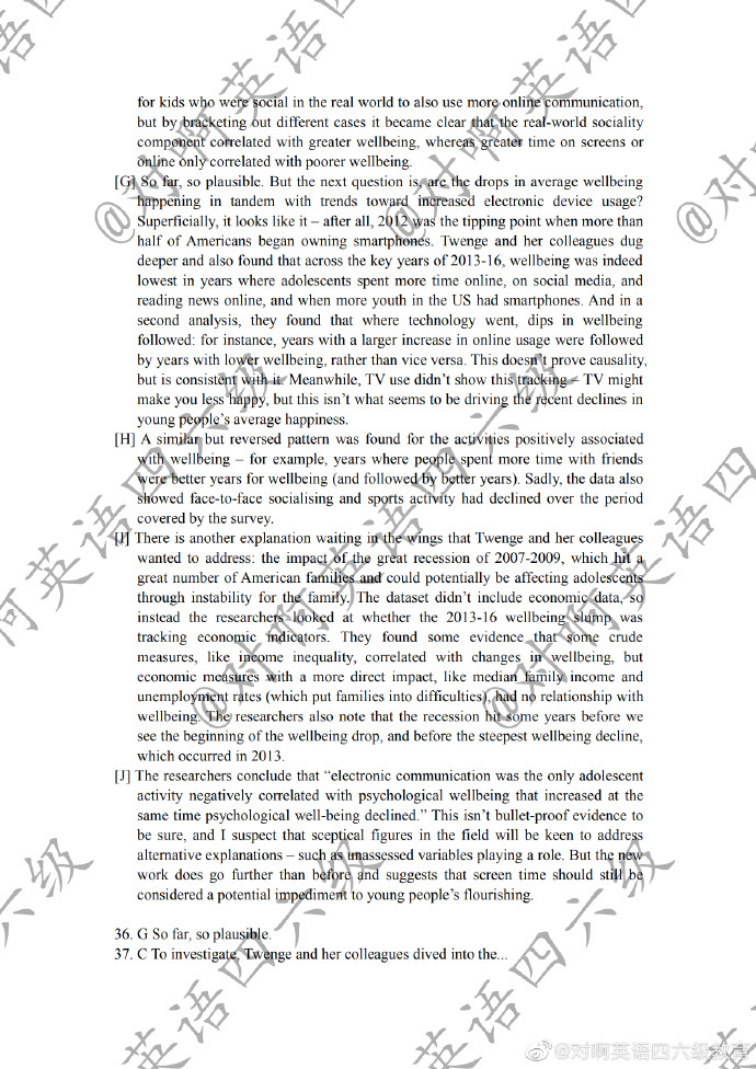 2014年12月英语六级真题答案第二套,2019年12月英语六级真题听力答案