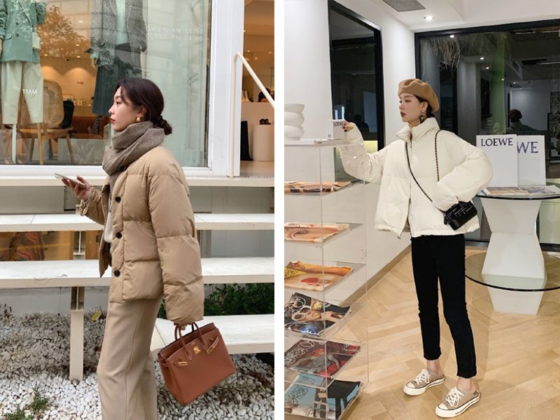 小个子穿搭2020冬面包服,小个子冬天穿搭背影面包服