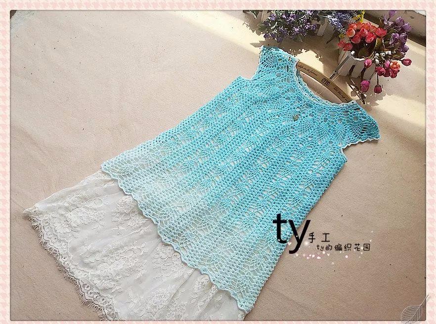 美得不可方物！从上往下女士钩针长段染菠萝衫（附图解）