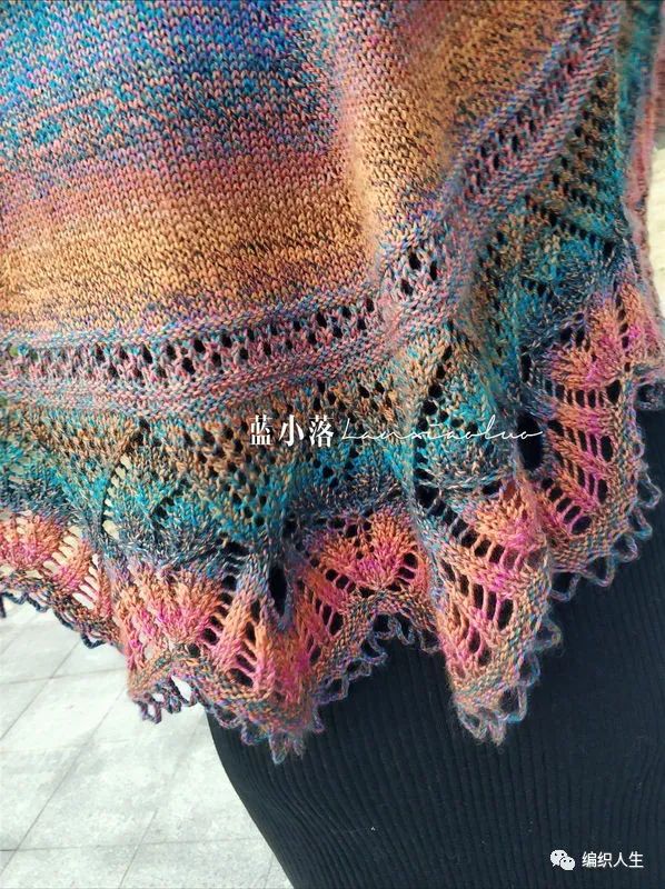 女式叶子花毛线披肩织法,花语大披肩图解