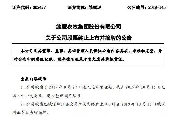 雏鹰农牧退市蹊跷恐有人恶意做空,雏鹰农牧股价最新消息