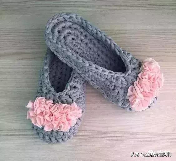 毛线地板拖鞋编织教程全过程,钩拖鞋的各种钩织教程