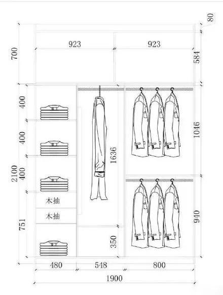 定制衣柜尺寸及内部设计尺寸不符,主卧衣柜内部结构图尺寸