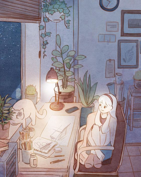 韩国插画师smana手绘可爱女生,韩国插画师人物手绘