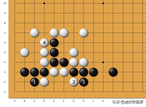 黑先,如何救活被围的黑4子?这要用到一个知名的手筋