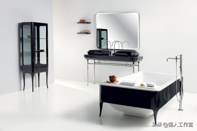 带浴缸的整体浴室卫生间,独立式超长款浴缸