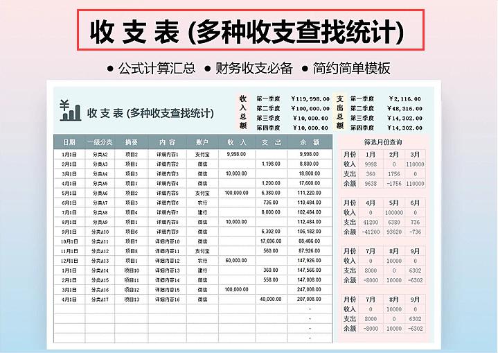 20张财务报表模板,录入数据自动生成,附一份财务收支管理系统