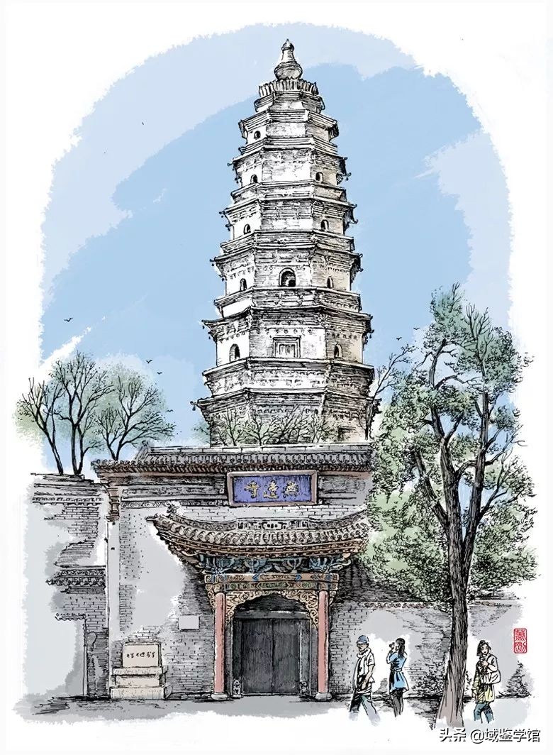 另类钢笔手绘,钢笔速写古建风景