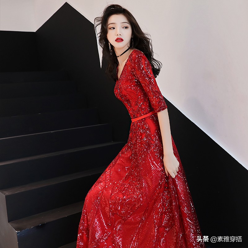 黑色晚礼服高贵优雅学生,晚礼服旗袍高贵优雅高端