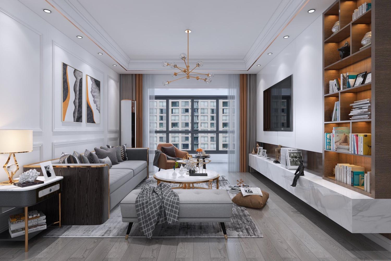 一百平极简轻奢风,99平米小三室轻奢风