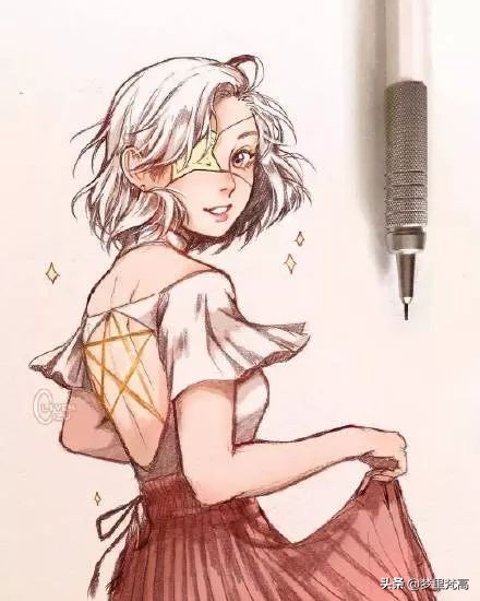 铅笔画素描动漫,铅笔画的动漫素描少女