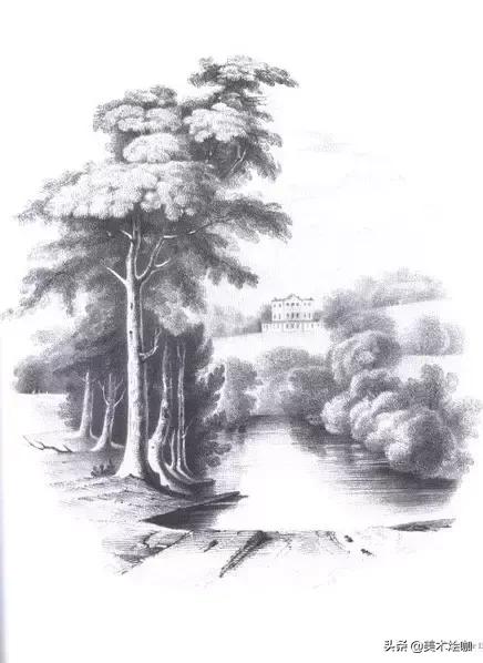 静物素描风景图临摹,简单又好画的彩铅素描风景图