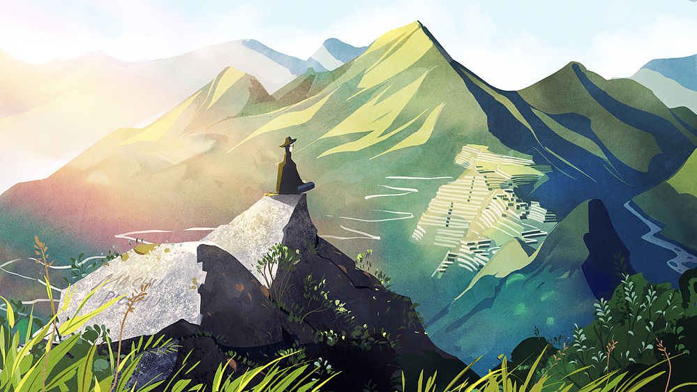 两个人的旅行,两个人的插画